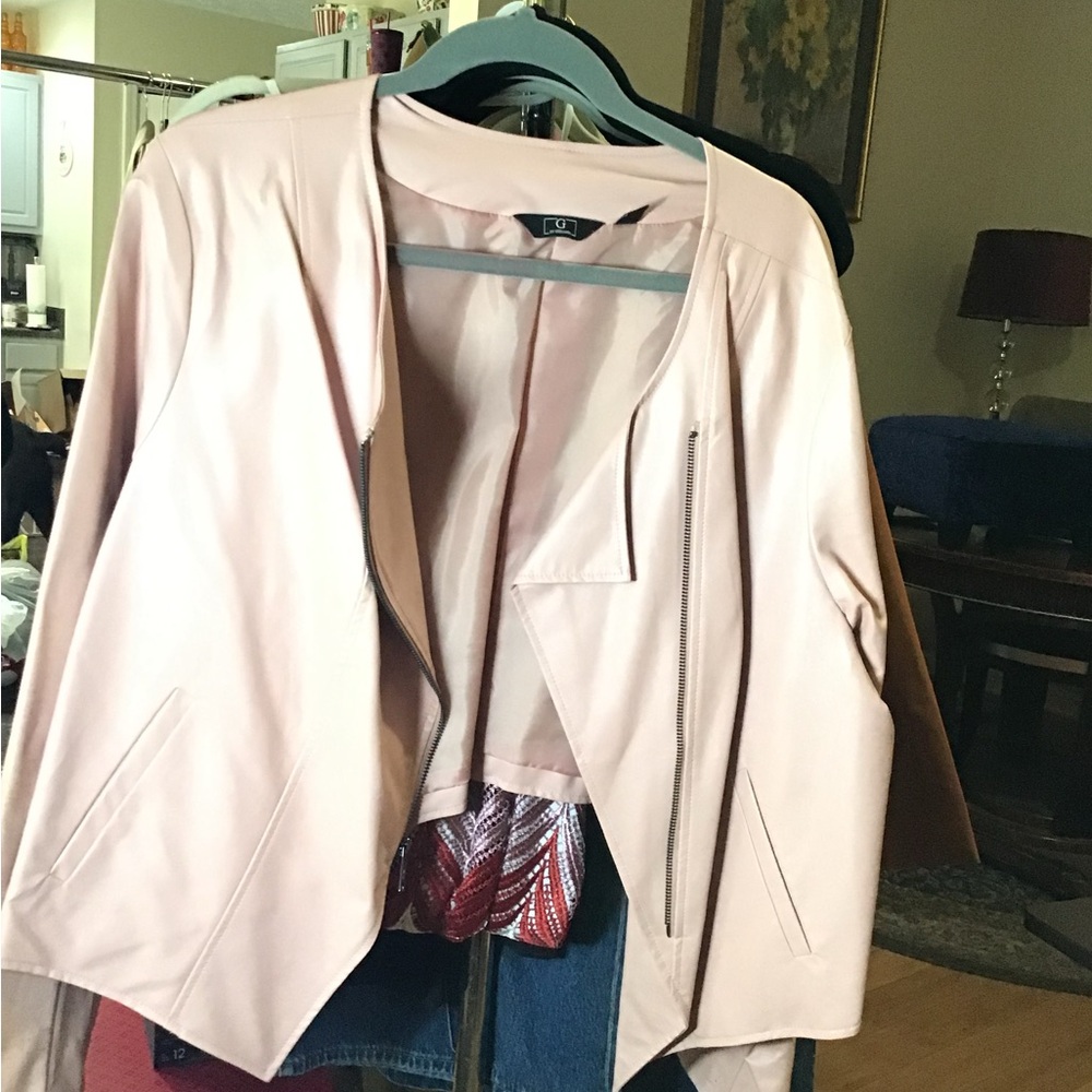 G by Giuliana Pink Blazer Modern Minimalist Cropped Jacket